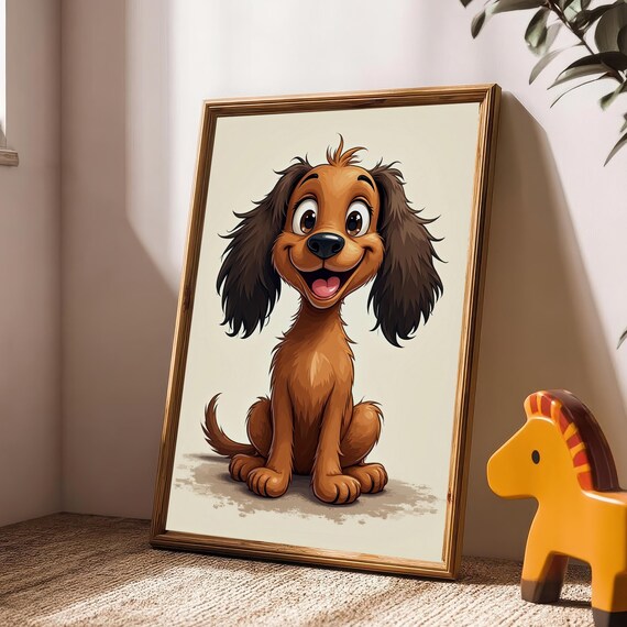 Adorable Smiling Cartoon Puppy Dog Print For Kids Room And Nurseries
