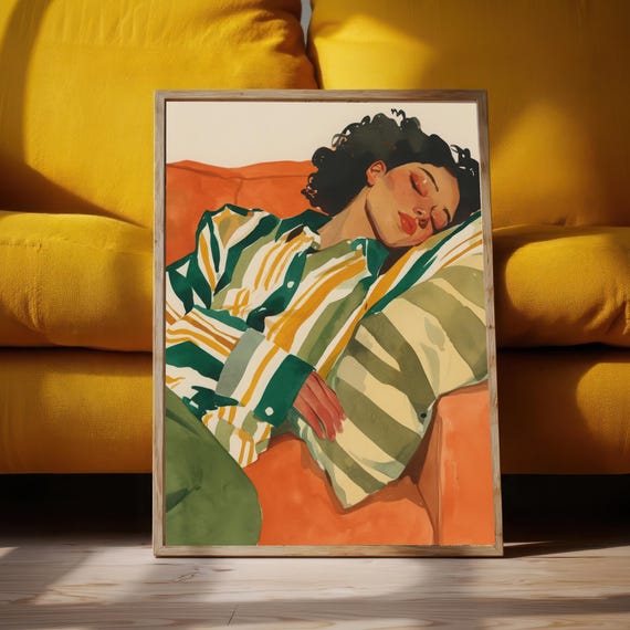 Cozy Comfort Figure With Blanket, Abstract Relaxation Art