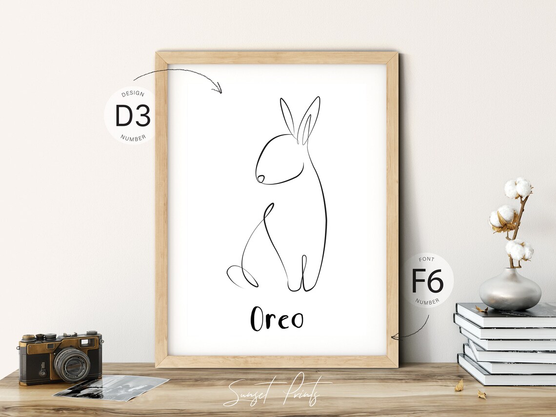 Two Bunnies One Line Art Custom Rabbit Names Minimalist Pet Lover Poster - Image 3