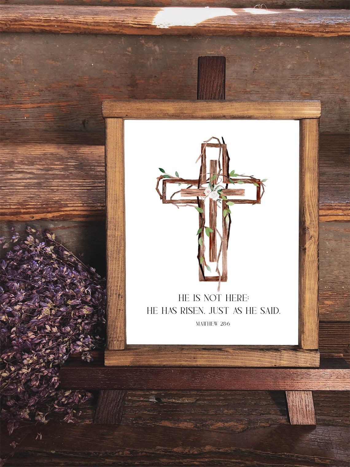 He Is Not Here He Has Risen Vine Cross Matthew 28 6 Easter Poster - Image 6