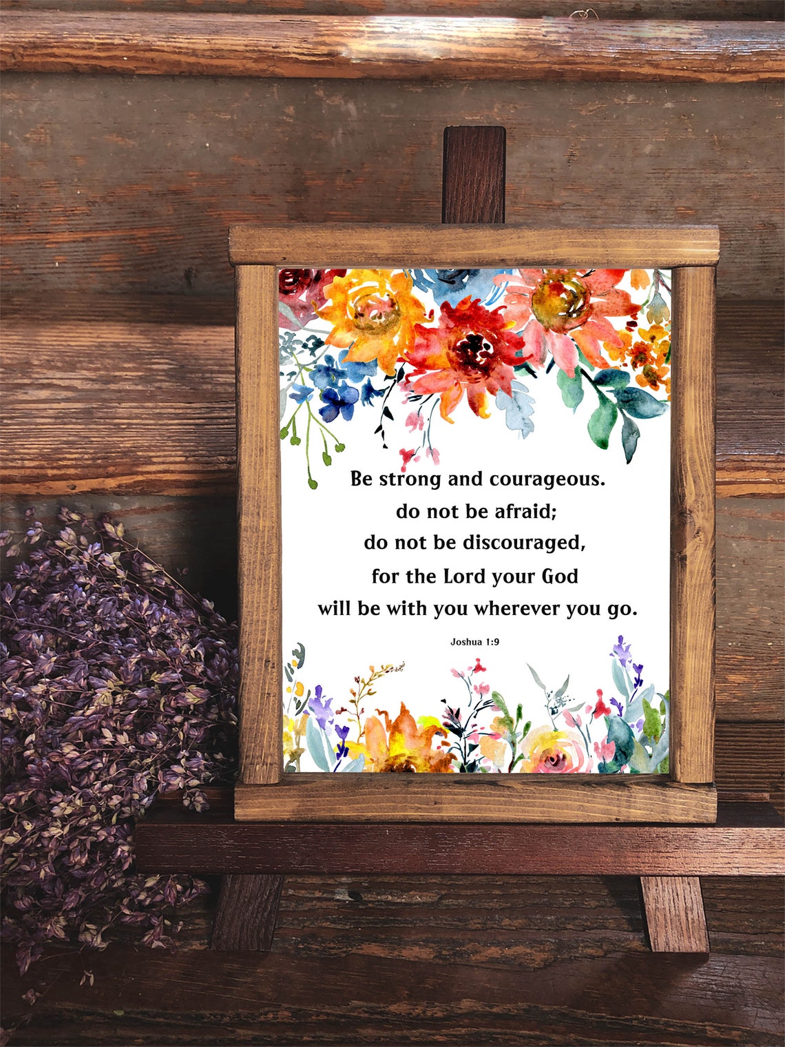 Be Strong And Courageous Joshua 1 9 Floral Watercolor Scripture Poster - Image 3
