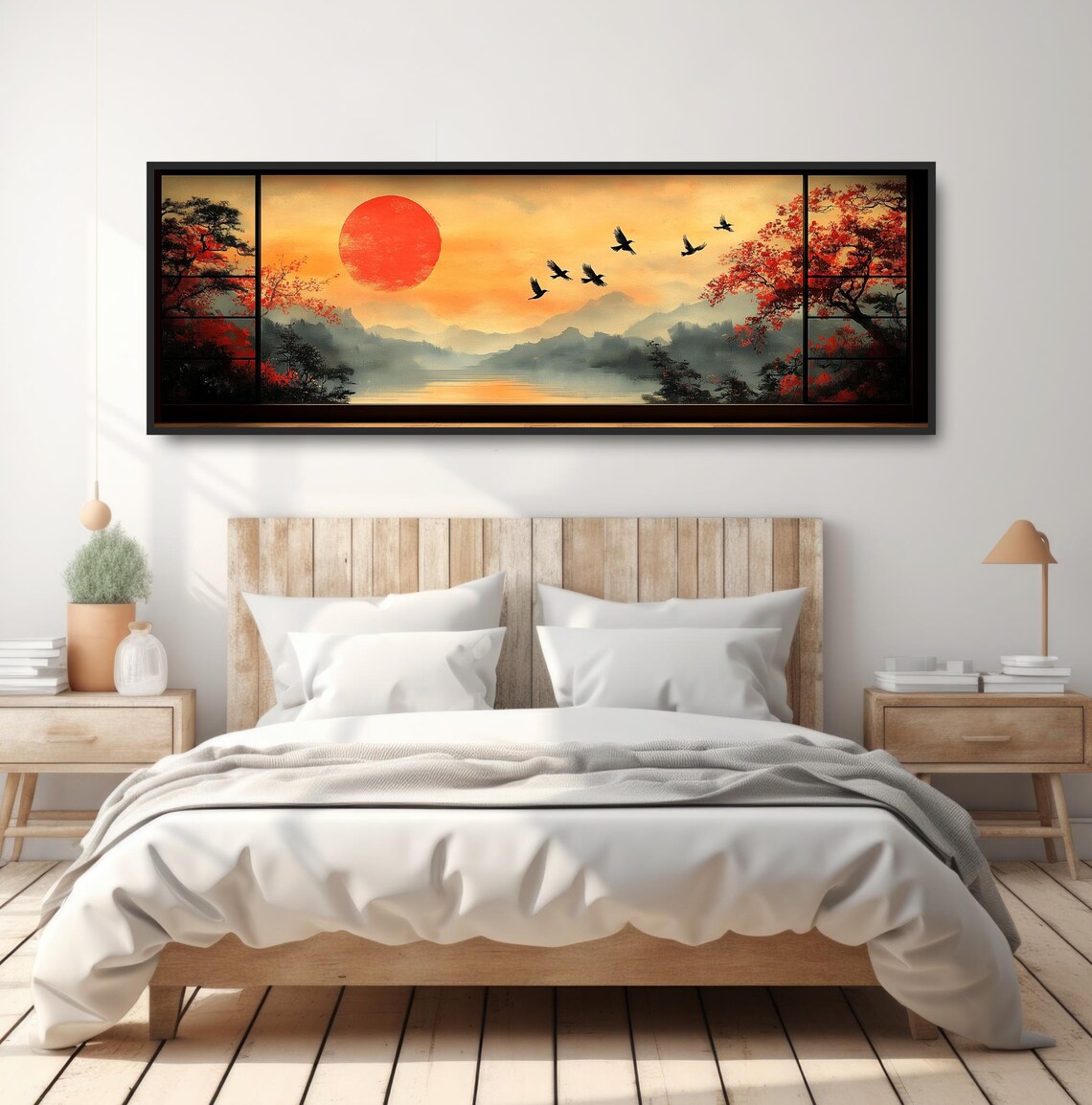 Flock of Cranes, Minimalist Japanese Landscape Art Print - Image 4