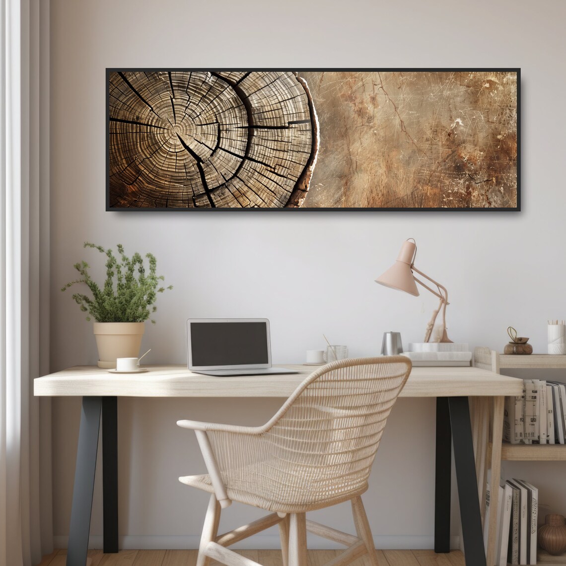 Rustic Wood Log and Stone Art Print, Cabin Decor - Image 2