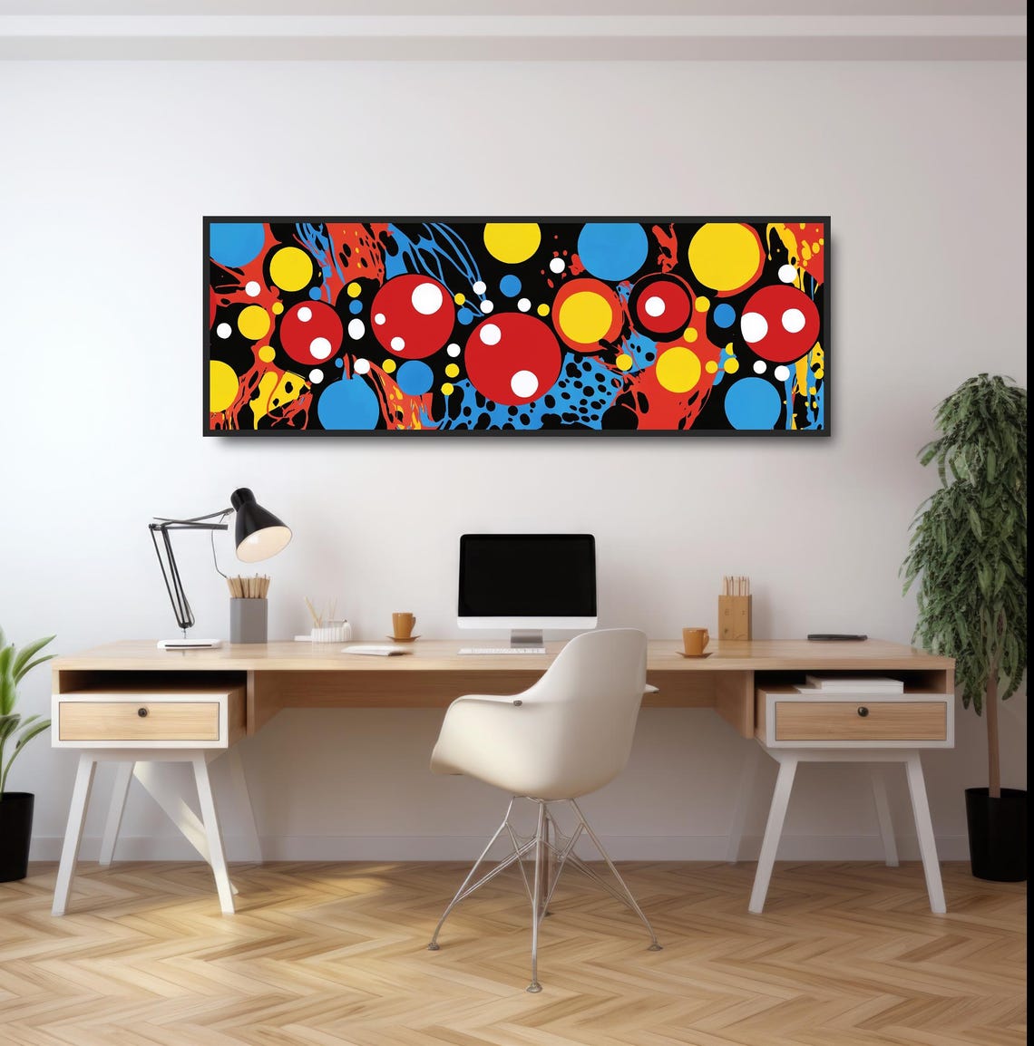 Bold Primary Colors Abstract Circle Art Modern Splatter Wall Print - Image 2
