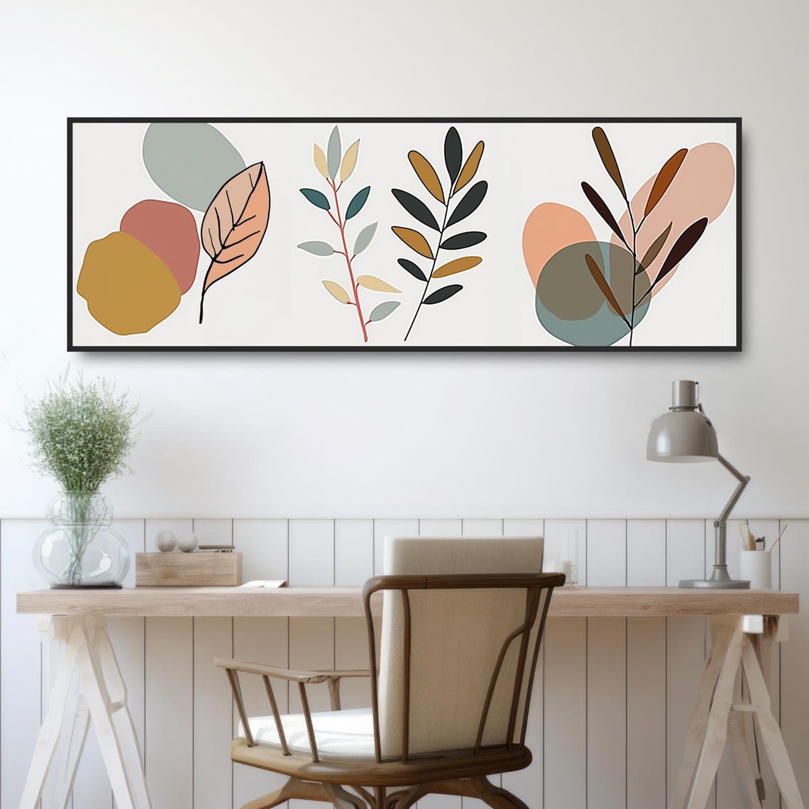 Abstract Botanical Leaves Branches Earthy Midcentury Modern Art Poster - Image 2