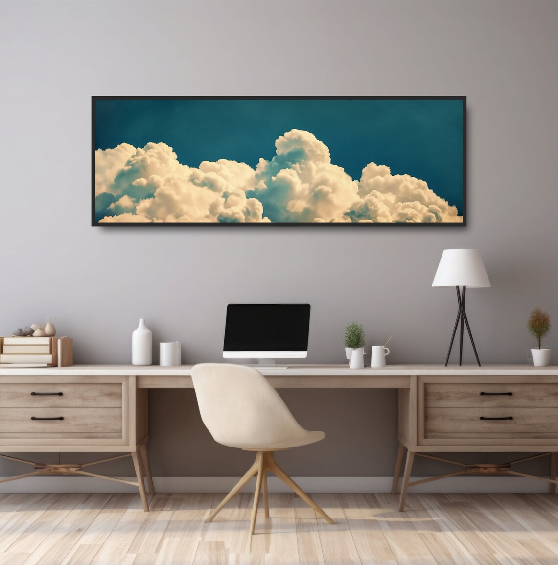 Vintage Clouds In Sky, Surreal Minimalist Poster - Image 2