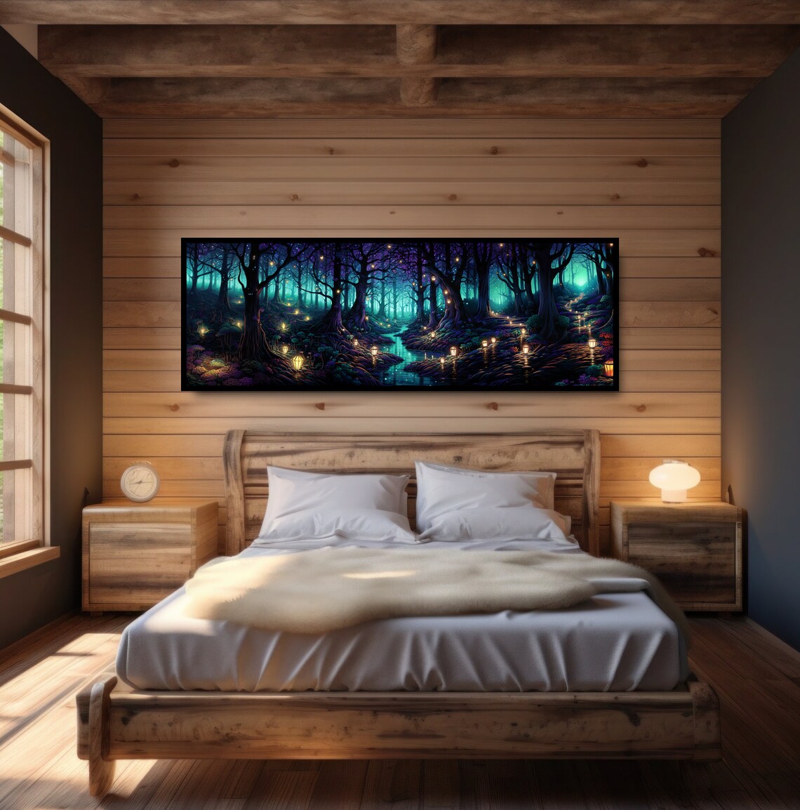 Enchanted Forest Fantasy Art Print, Glowing Lanterns - Image 5