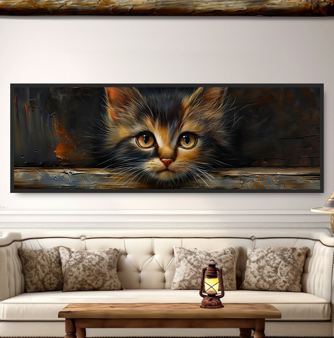 Farmhouse Kitten Oil-Painting-Style Art Print for Cat Owners