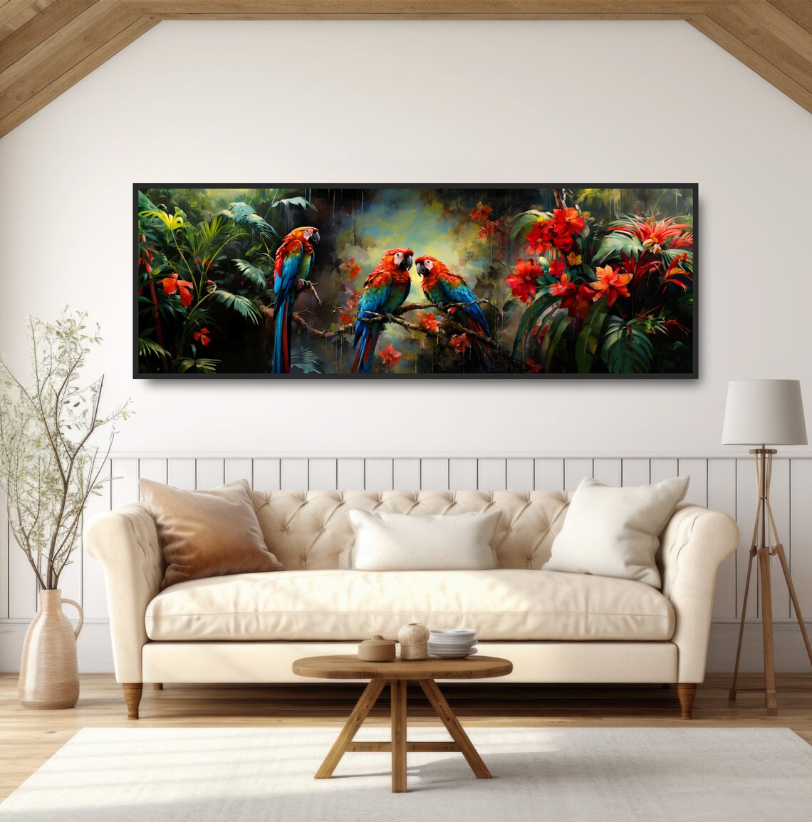 Rainforest Scarlet Macaw Parrots, Tropical Art Print - Image 5