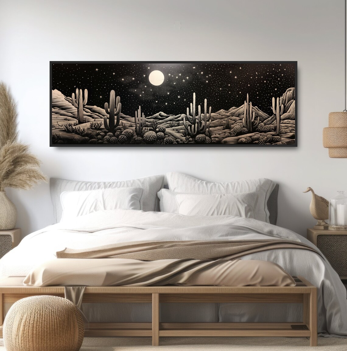 Desert Starry Night Cactus Art Print, Retro Western Boho - Image 5