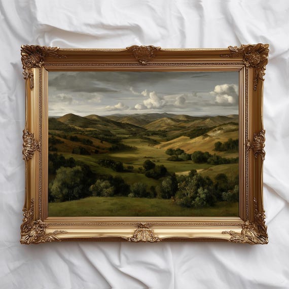 Rustic Landscape Art Golden Valley Rolling Hills
