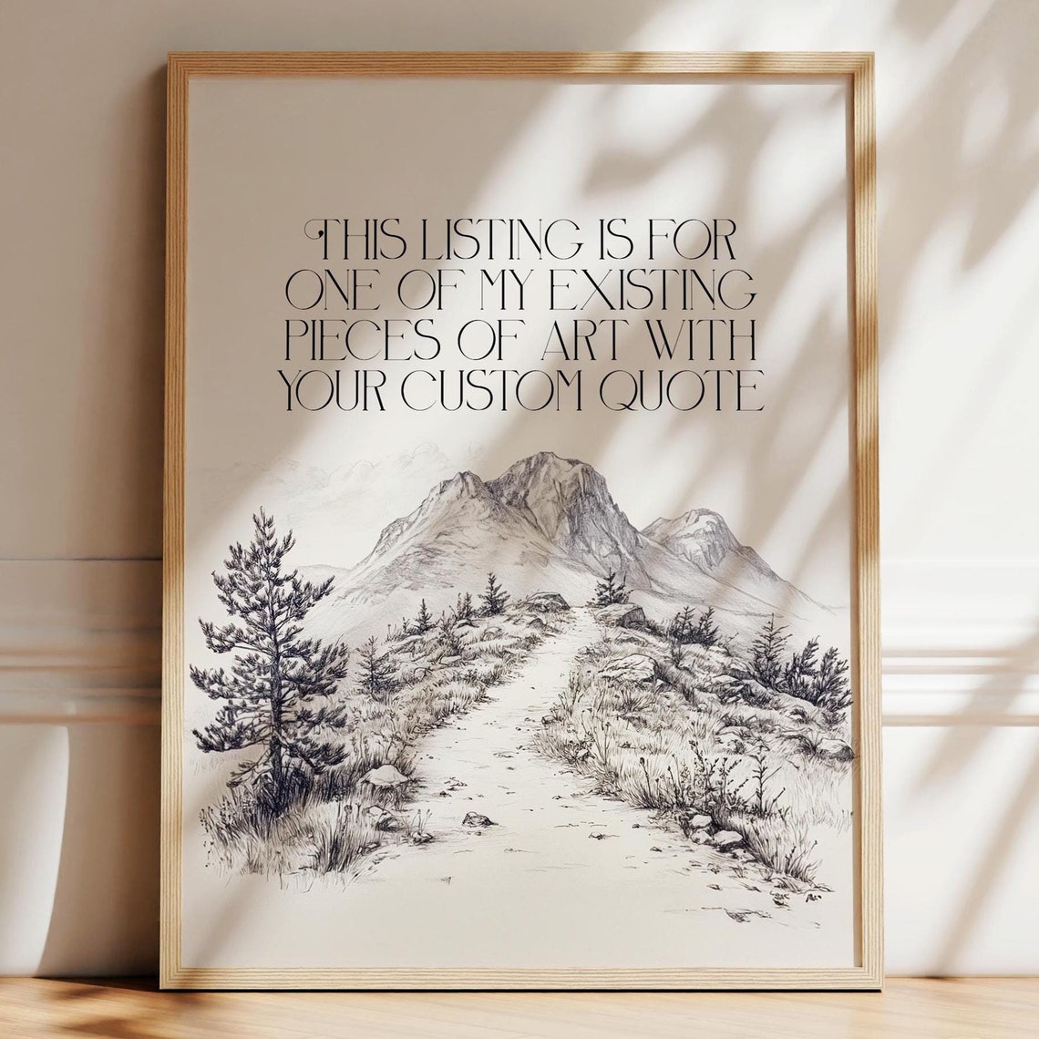 Custom Quote Mountain Landscape Sketch Personalized Gift Poster