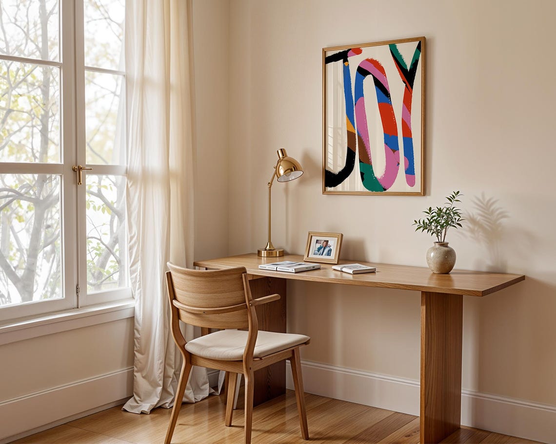 Joy Typography Colorful Brushstroke Letters Modern Eclectic Art Poster - Image 4