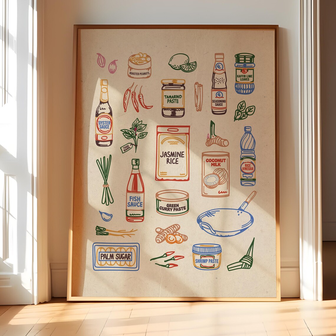 Thai Pantry Ingredient Poster, Kitchen Decor