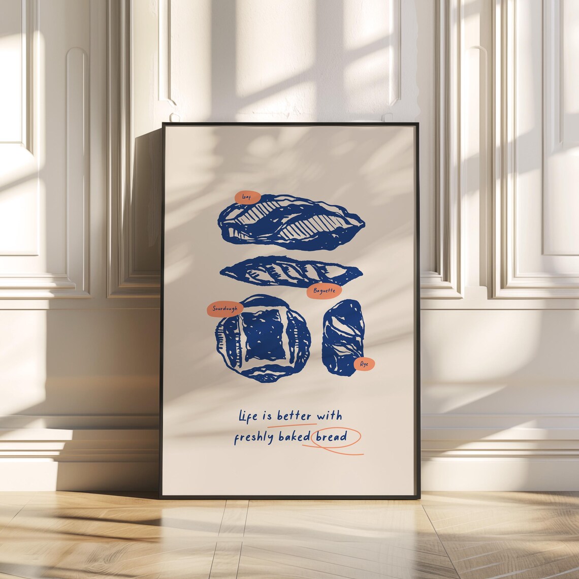 Bread Bakery, Minimal Kitchen Decor Poster Print