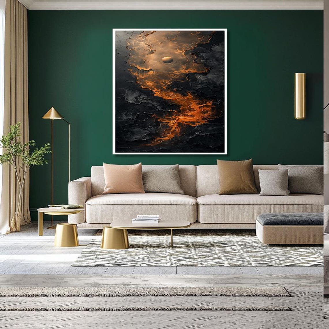 Abstract Fiery Ember Clouds Dramatic Dark Stormy Sky Wall Art - Image 2