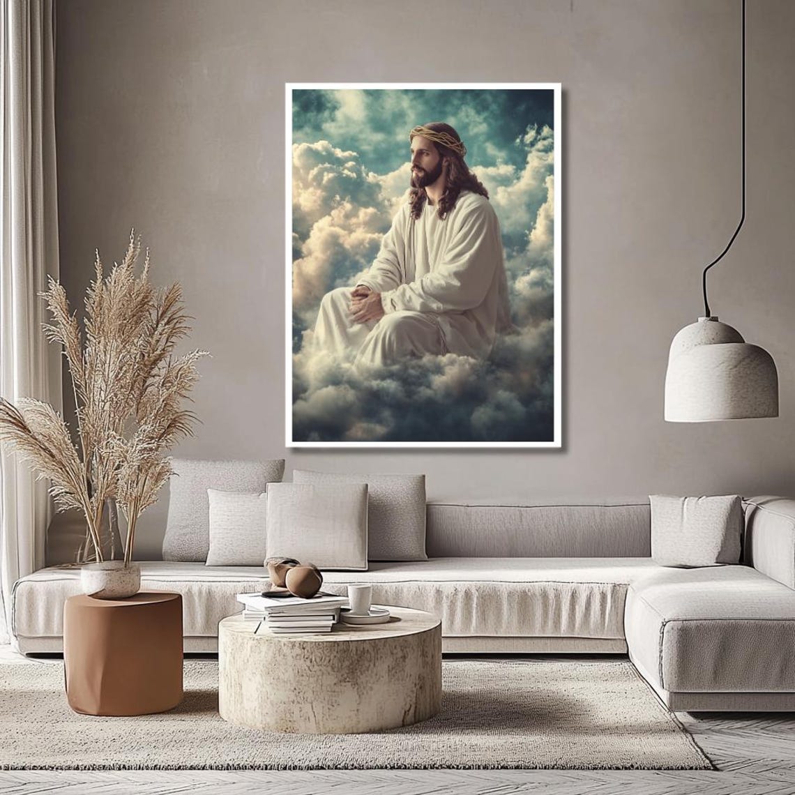 Jesus Seated Among the Clouds Wearing the Crown of Thorns Poster - Image 2