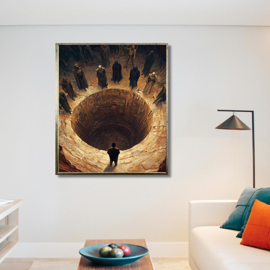 Circle of Figures Around a Giant Abyss Surreal Mystery Poster - Image 2