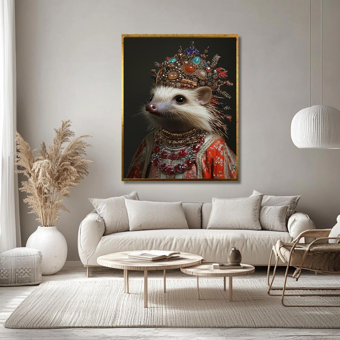 Regal Hedgehog Wearing Jeweled Crown Royal Portrait Art Poster - Image 3