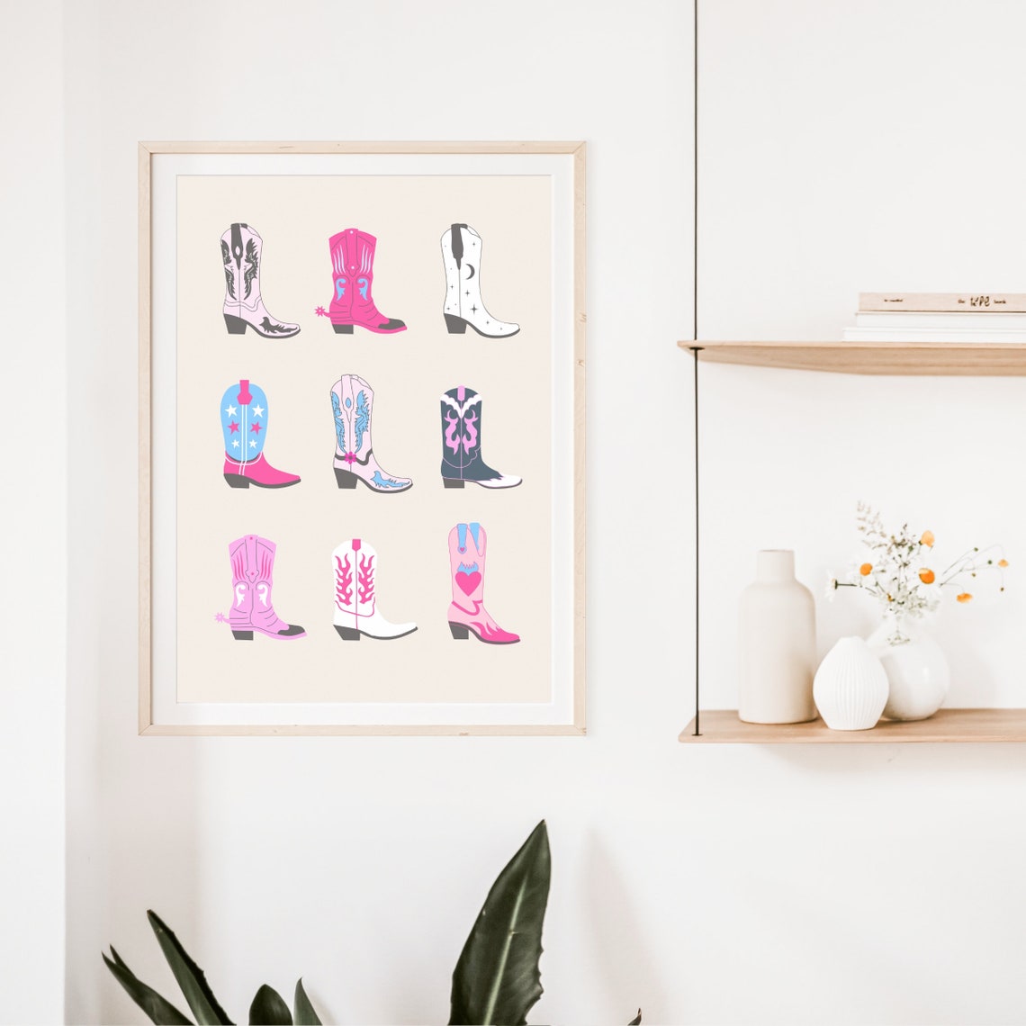 Cowboy Boots Print Girly Western Wall Art Southern Girl Room Decor Preppy Cowgirl Print Coastal Cowgirl Aesthetic Instant