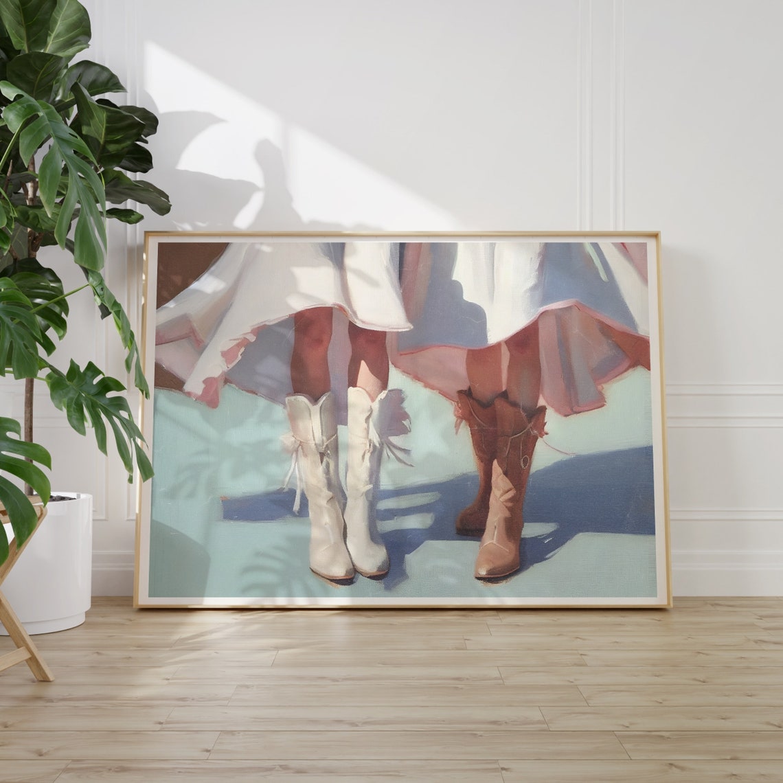 Cowgirl Wall Art Preppy Western Print Retro Oil Painting Western Poster Cowboy Boots Print Pastel Cowgirl Print Instant