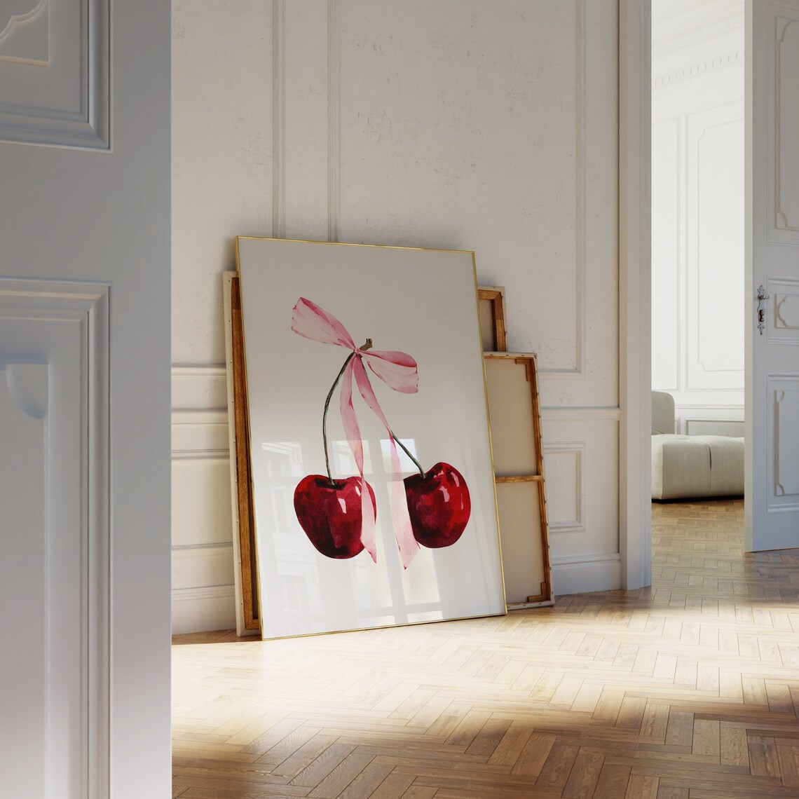 Coquette Cherry Poster, Retro College Room Decor - Image 2