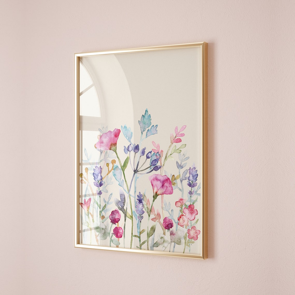 Colorful Spring Wildflower Meadow Watercolor Floral Art Poster - Image 2