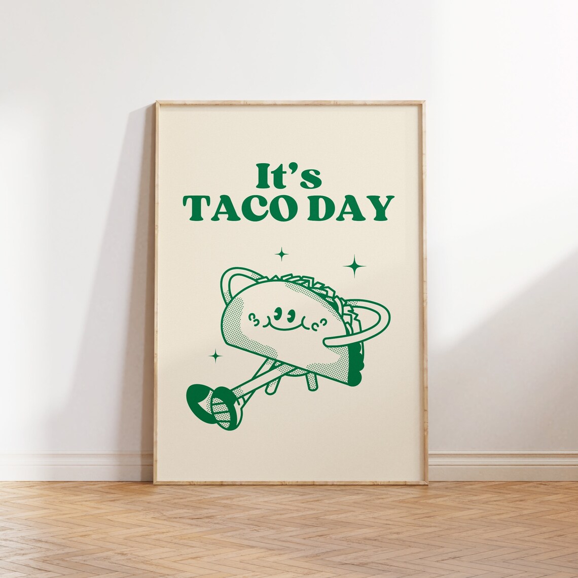 Cute Kitchen Wall Art Its Taco Day Print Retro Kitchen Wall Art Taco Print Funny Kitchen Poster Typography Print Instant