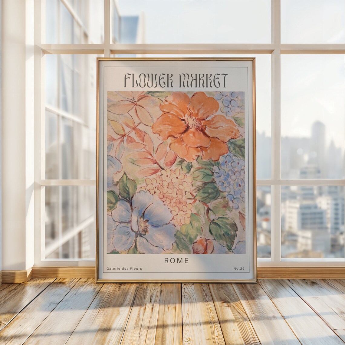 Flower Market Rome Vintage Floral Art Print