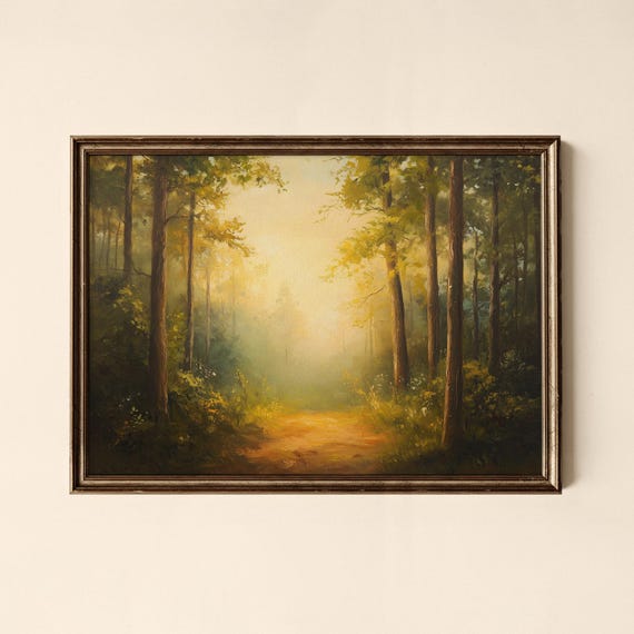 Vintage Golden Forest Path Print Living Room Decor Collected Prints Cpl400