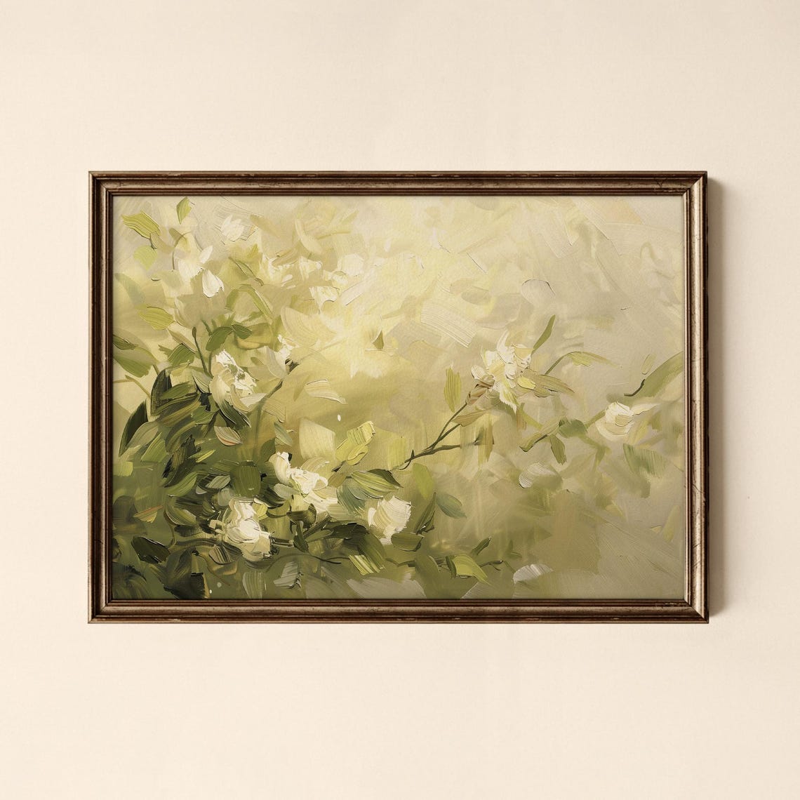 Soft White Blossom Floral Impressionist Botanical Neutral Art Print