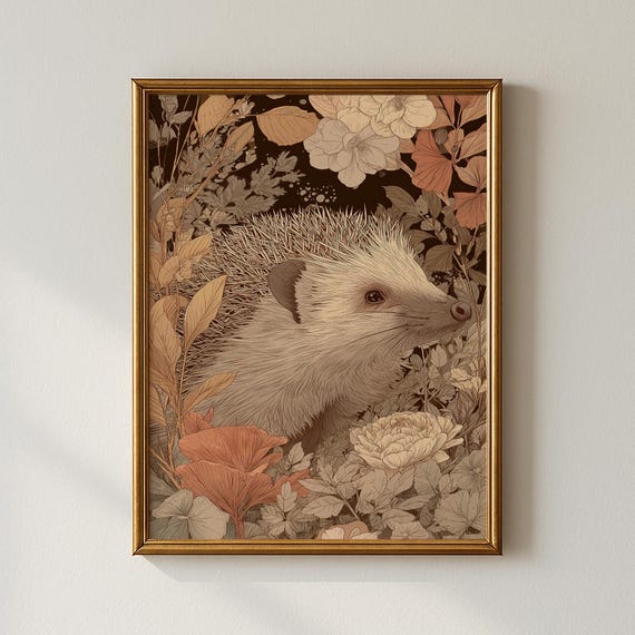 Vintage Hedgehog Print Animal Wall Art Gallery Collected Prints Cpp562