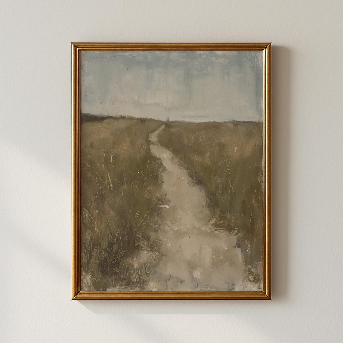 Rustic Pathway Through Wheat Fields Vintage Landscape Art Print