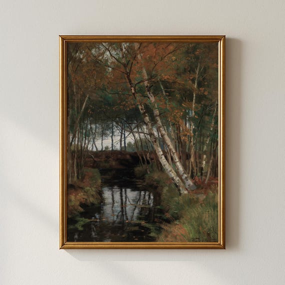 Vintage Living Room Decor Forest River Print Rustic Wall Art Collected Prints Cpp334