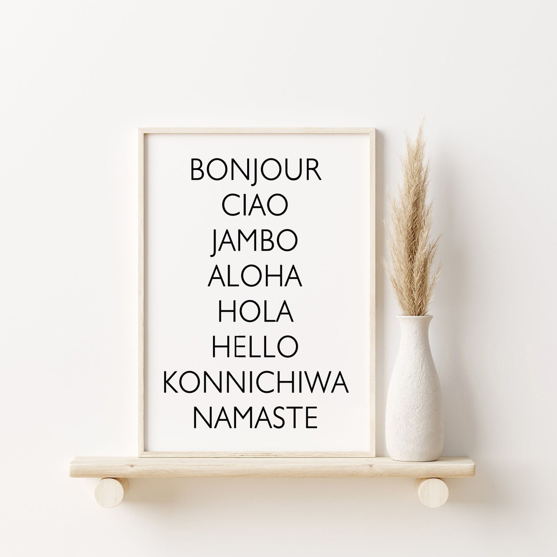 Hello in 8 Languages Typographic World Travel Entryway Decor Poster - Image 3