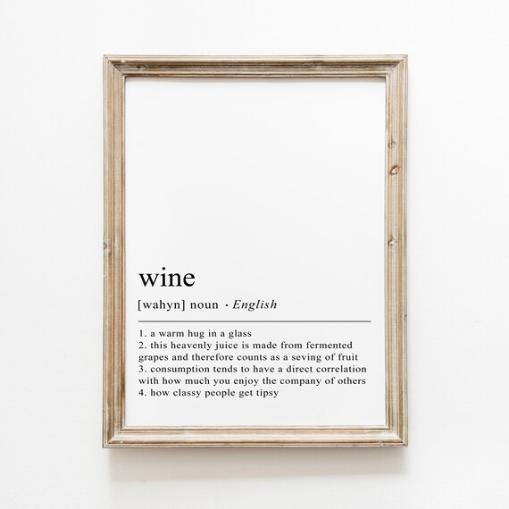 Wine Dictionary Definition Funny Bar Cart Kitchen Decor Humor Poster