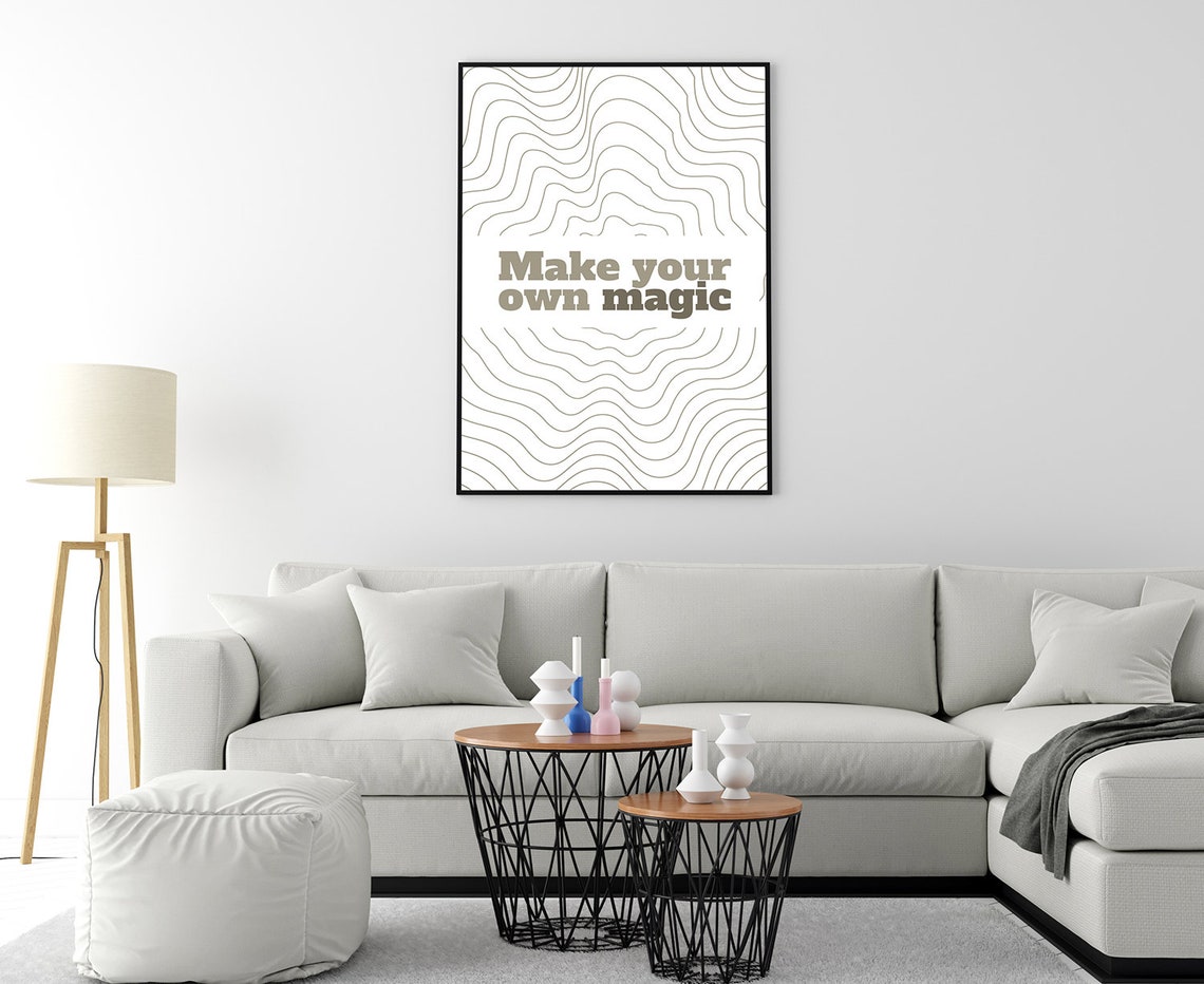 Make Your Own Magic Wavy Elegant Modern Typography Quote Wall Art - Image 4