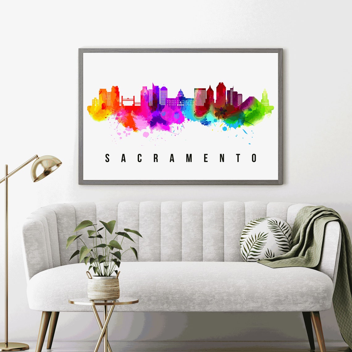 Sacramento California Skyline Poster Sacramento Cityscape Painting Sacramento Landmark And Cityscape Print Home And Office Wall Art - Image 3