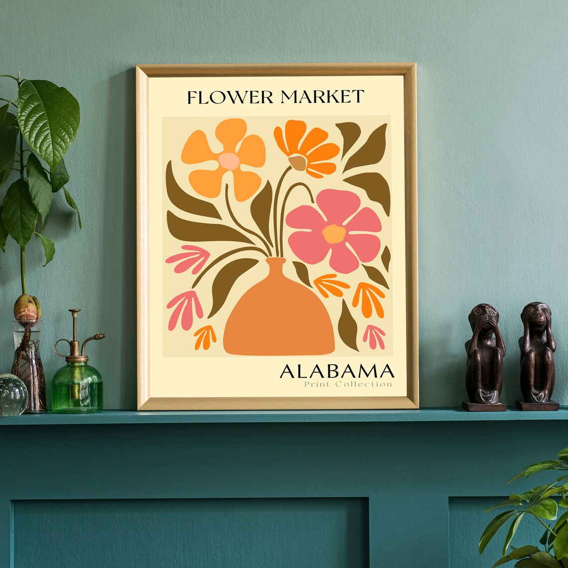 Alabama Flower Market Terracotta Vase Retro Bloom Botanical Art Poster - Image 2