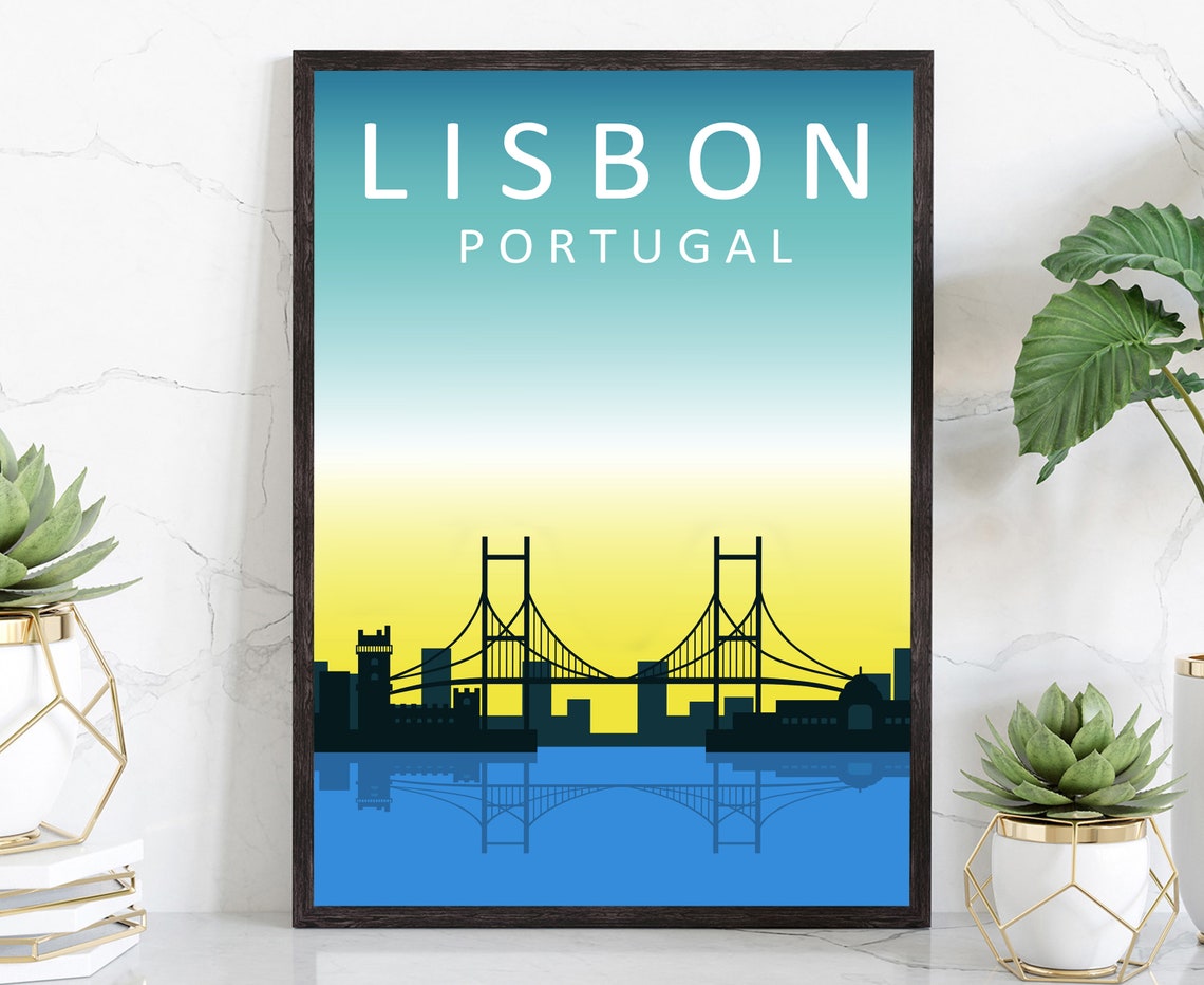 Portugal Lisbon Travel Poster Lisbon Portugal Cityscape Poster Lisbon Landmark Poster Wall Art Home Wall Art Office Wall Decoration