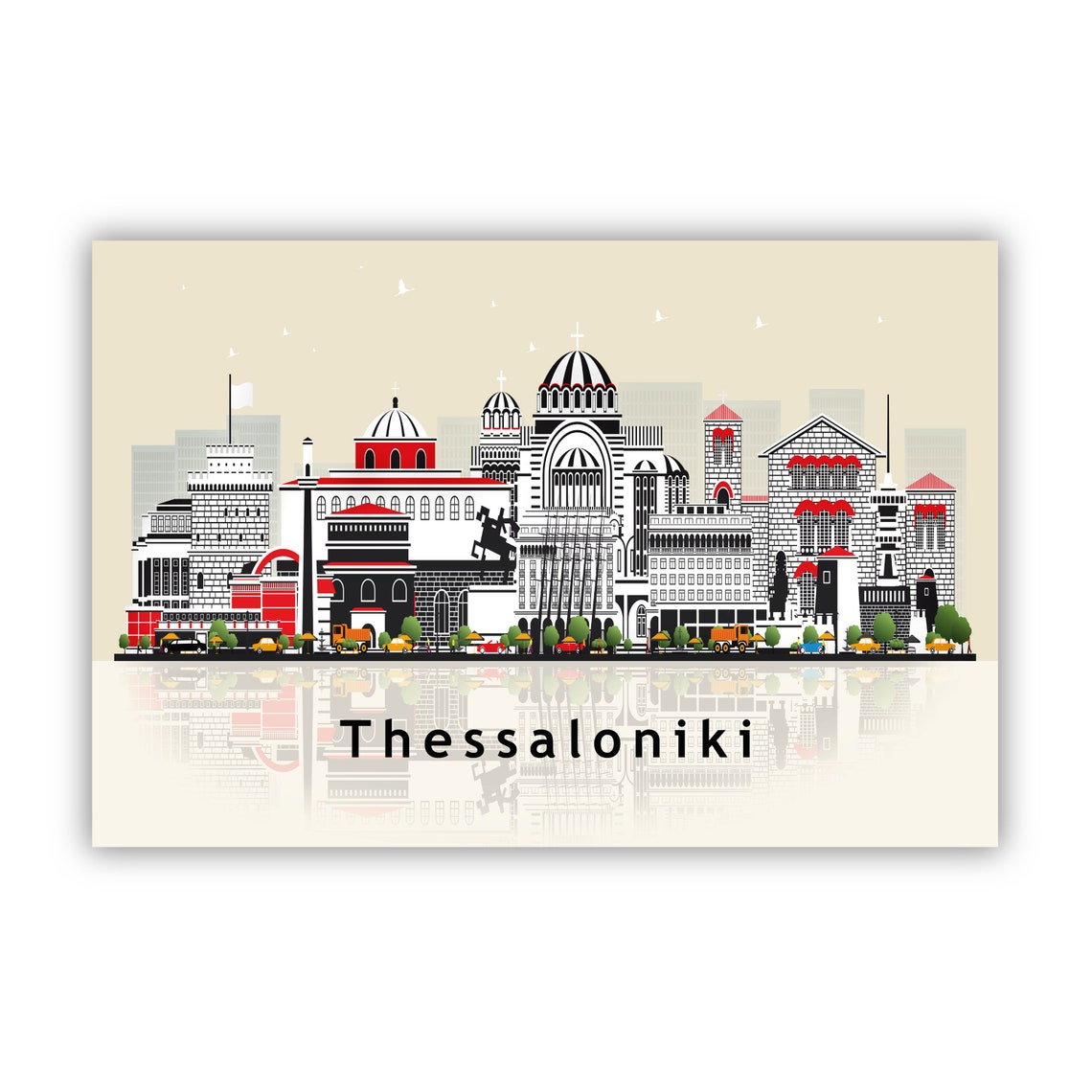Thessaloniki Greece Byzantine Churches Domes Skyline Travel Poster - Image 2