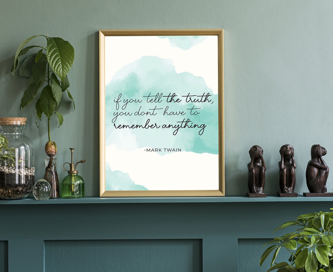 Mark Twain Truth Quote Watercolor Script Inspirational Art Poster - Image 3