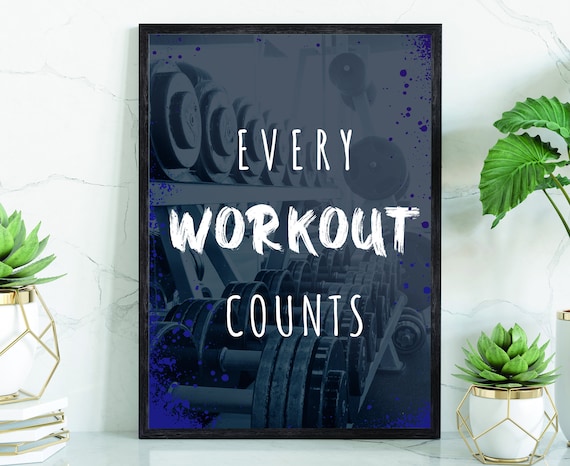 Every Workout Counts Motivational Fitness Quote Gym Decor Wall Art