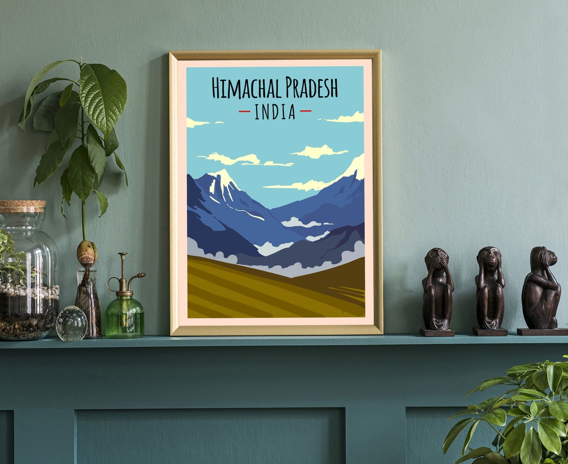 Himachal Pradesh Himalayan Snow Peaks Golden Valley Scenic Poster - Image 3