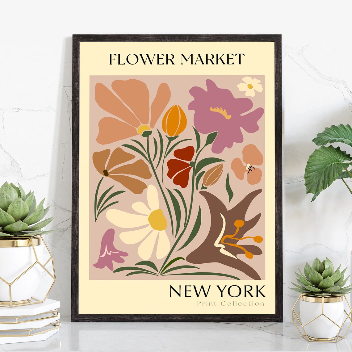 New York Flower Market Abstract Botanical Floral Print Poster