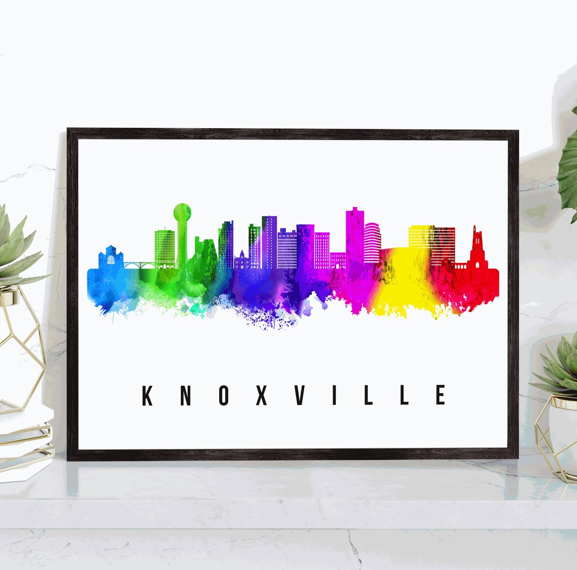Knoxville Tennessee Skyline Poster Knoxville Tennessee Cityscape Painting Landmark And Cityscape Print Home And Office Wall Art