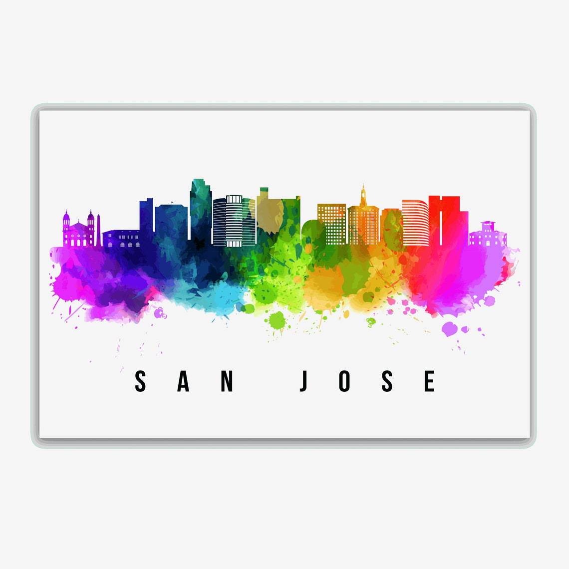 San Jose Skyline California Poster California Cityscape Painting San Jose California Poster Cityscape And Landmark Print Home Wall Art - Image 2