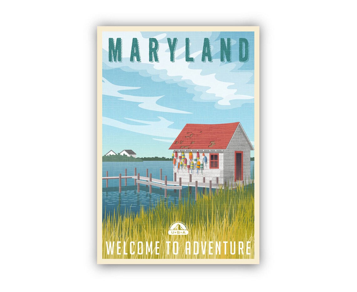 Maryland Crab Shack Retro Travel Poster Welcome to Adventure Art Print - Image 2