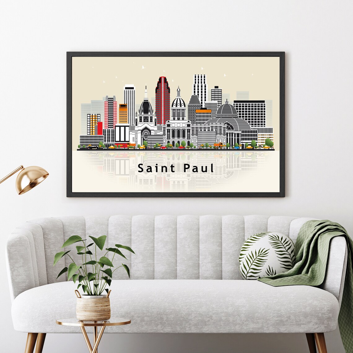 Saint Paul Minnesota Skyline Illustration Landmark Travel Poster - Image 3