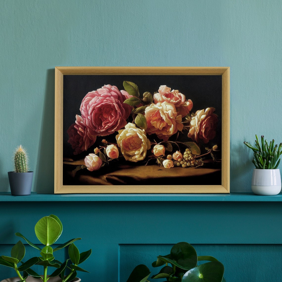Flowers Oil Painting Flowers Still Life Poster Prints Flower Painting Prints Floral Texture Oil Painting Home Office Wall Art Decoration - Image 2